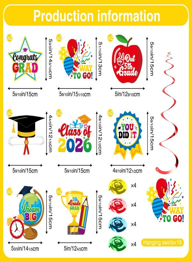 Biswiter 5th Grade Graduation Decorations, NO-DIY Glitter 5th Grade Graduation Banner, Elementary School Graduated Decorations - Image 3