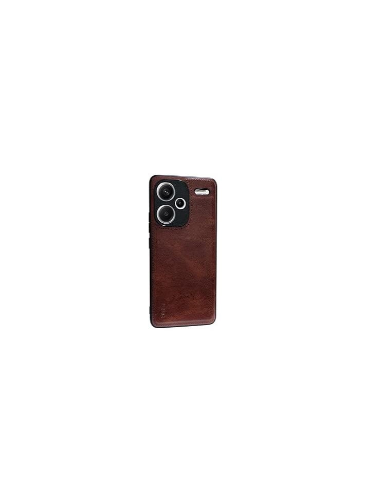 Generic Case Compatible with Redmi Note 13 Pro Plus Case, Plain Leather Soft TPU Silicone Bumper Anti-Fingerprint Shockproof Protective Cover for Redmi Note 13 Pro Plus (Dark Brown) 