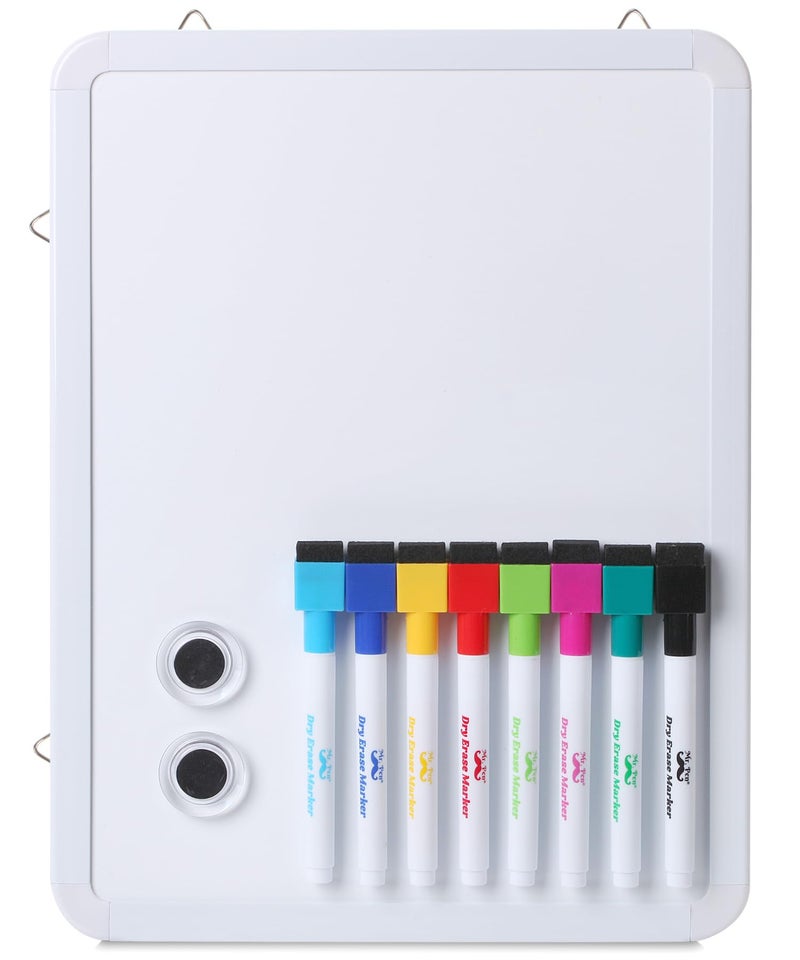 Mr. Pen- Dry Erase Board, 12.5" x 9.5" with 8 Dry Erase Markers and 2 Board Magnets, Small Whiteboard - Image 1