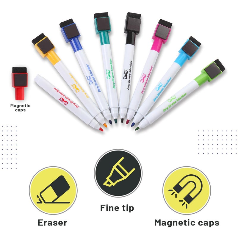Mr. Pen- Dry Erase Board, 12.5" x 9.5" with 8 Dry Erase Markers and 2 Board Magnets, Small Whiteboard - Image 4