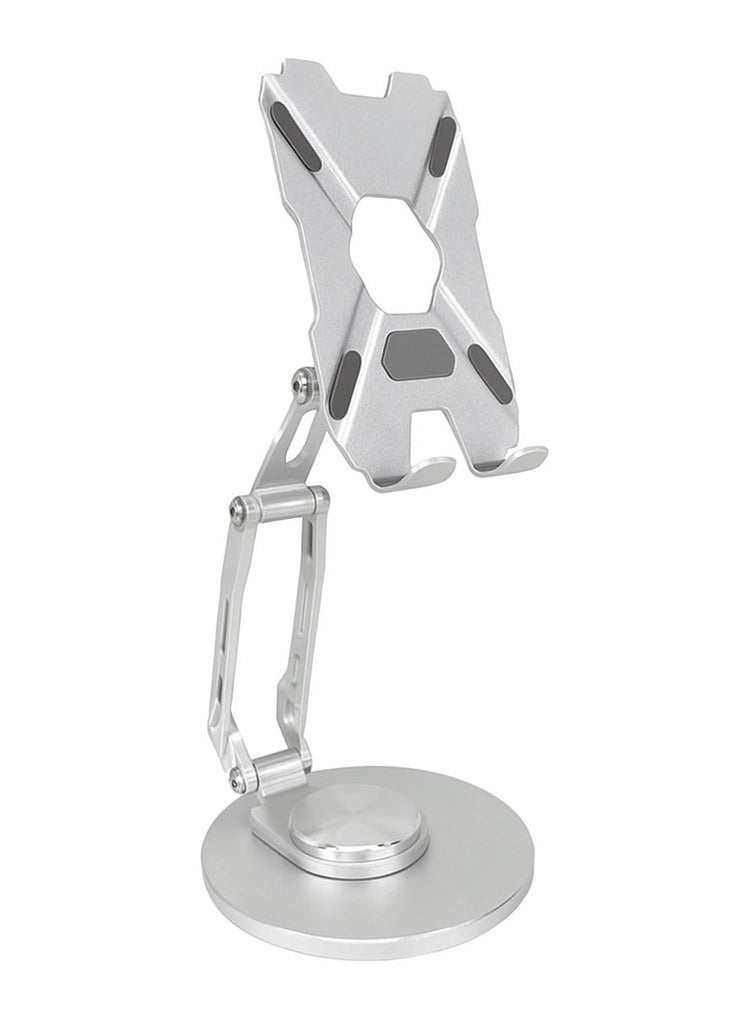 Universal 360° Rotatable Mobile Tablet Stand Desktop Foldable Holder – Heighter Adjustable Angle & Anti-Slip Base Rotation – Full Metal Holder For Mobile & Tablet UP To 8 inch - Image 1