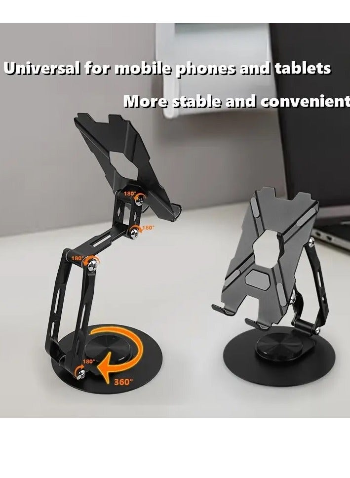 Universal 360° Rotatable Mobile Tablet Stand Desktop Foldable Holder – Heighter Adjustable Angle & Anti-Slip Base Rotation – Full Metal Holder For Mobile & Tablet UP To 8 inch - Image 4