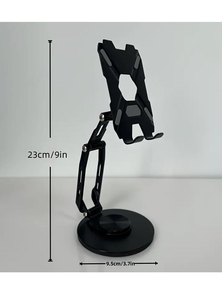 Universal 360° Rotatable Mobile Tablet Stand Desktop Foldable Holder – Heighter Adjustable Angle & Anti-Slip Base Rotation – Full Metal Holder For Mobile & Tablet UP To 8 inch - Image 3