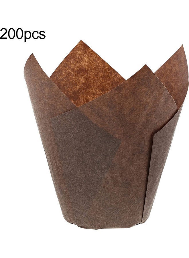 200-Piece Baking Cupcake Liner Wrapper Paper Brown