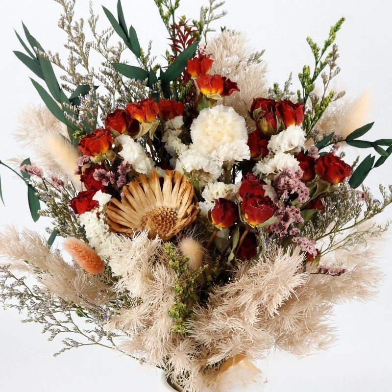 Bluejw G68 Dried Flowers Bouquet for Bride – Mixed Pampas & Gypsophila Wedding Bouquet with Natural Dried Plants, Long-Lasting Bridal Bouquet for Rustic Chic Decor - Image 3