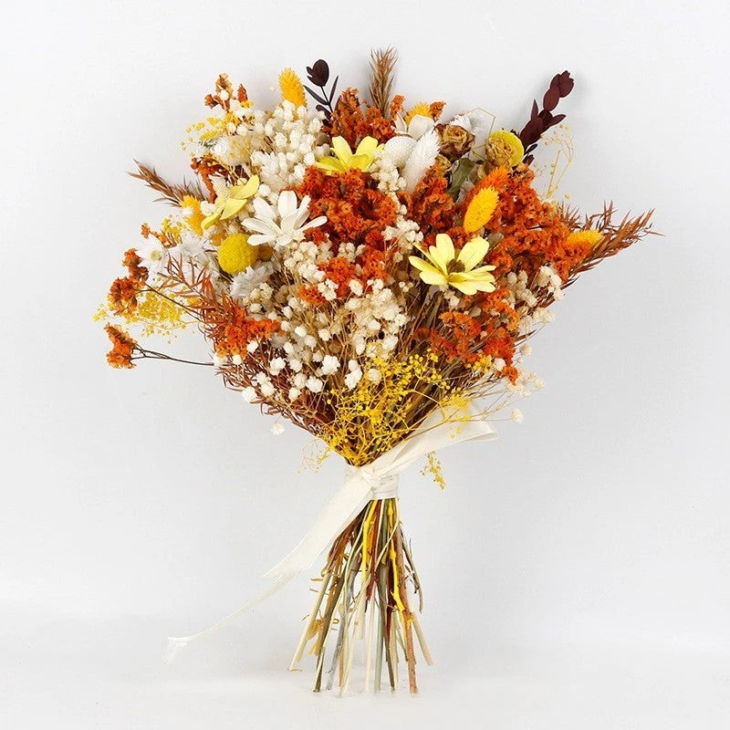 Bluejw G68 Dried Flowers Bouquet for Bride – Mixed Pampas & Gypsophila Wedding Bouquet with Natural Dried Plants, Long-Lasting Bridal Bouquet for Rustic Chic Decor - Image 1