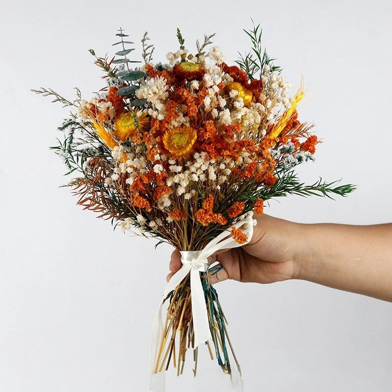 Bluejw G68 Dried Flowers Bouquet for Bride – Mixed Pampas & Gypsophila Wedding Bouquet with Natural Dried Plants, Long-Lasting Bridal Bouquet for Rustic Chic Decor - Image 4