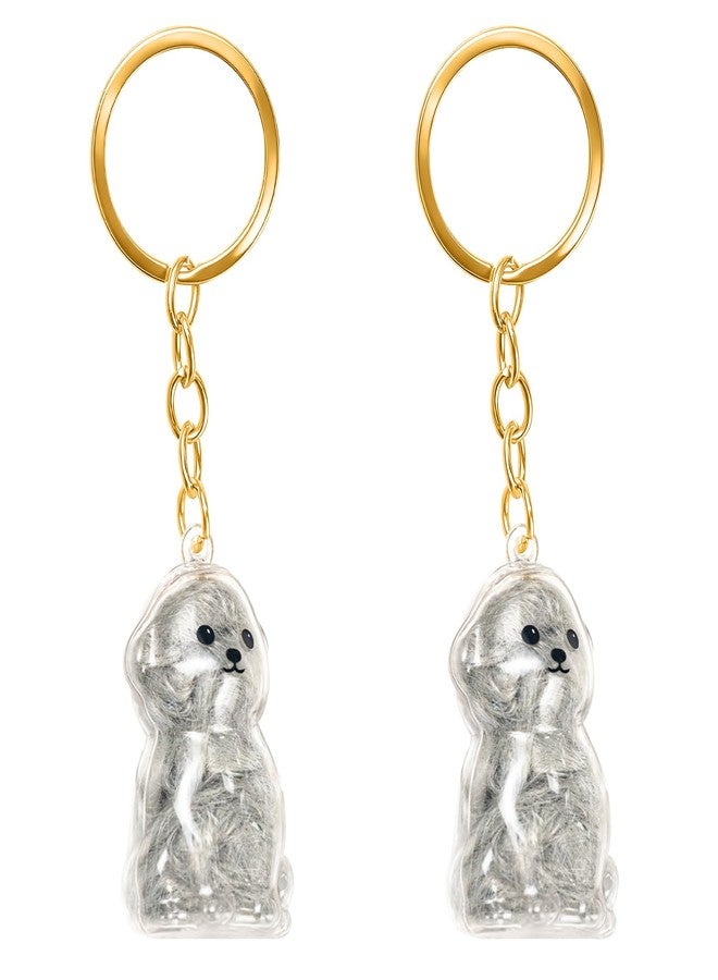 ايلان تذكار شعر الكلاب من إيلان، عبوة من قطعتين، تذكار تذكاري لشعر الحيوانات الأليفة، سلسلة مفاتيح تذكارية من شعر الحيوانات الأليفة (بيشون شفاف) - Image 1