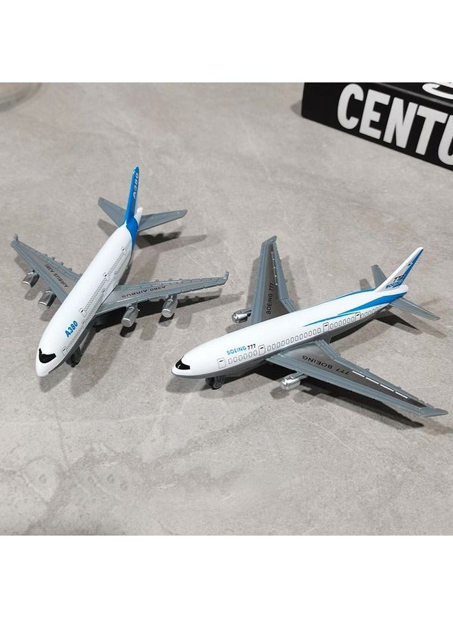 2-piece Simulated Aircraft Alloy Pull-back Airplane Model Toy Set, Boeing 777 and Airbus A380 - Image 1