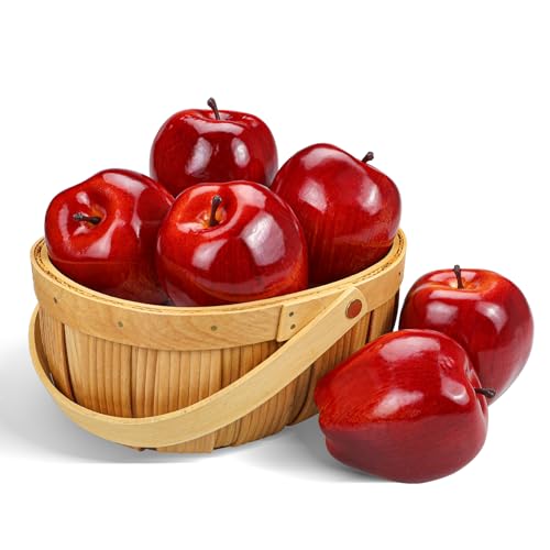 Lorigun Artificial Apples Fake Fruits Red Delicious Apples for Decoration, Decorative Fruit, Faux Big Red Apple 6 Pcs - Image 1