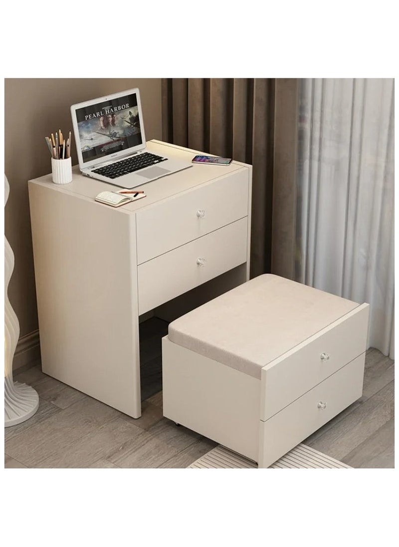 AWD Dressing Table Smart Modern Compact Vanity Table With Mirror In 3 Modes LED Light And Folding Bench 4 Storage Drawers Bluetooth Speaker, USB Ports, 80x70x40 cm  - Image 2