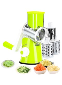 Manual Rotary Cheese Grater, 3in1 Shredder Slicer Grinder for Cucumber Nut Potato Carrot Cheese, Vegetable Salad Shooter,Teal
