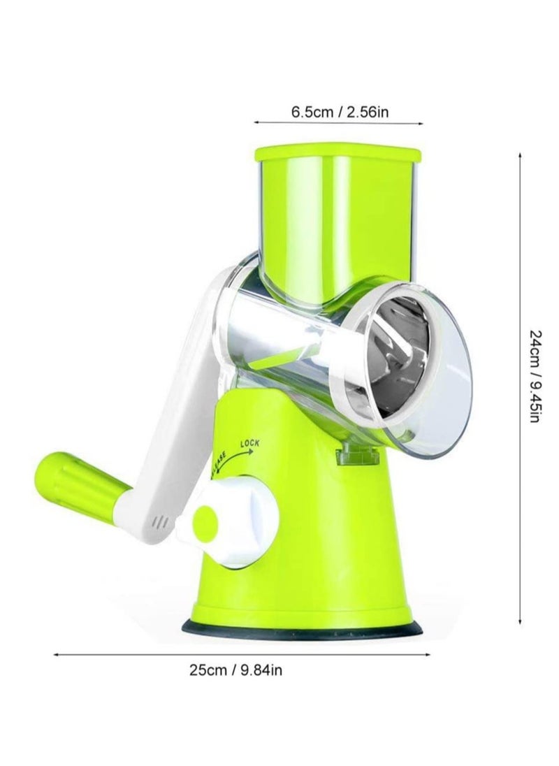 ELTRAZONE - Manual Rotary Cheese Grater, 3in1 Shredder Slicer Grinder for Cucumber Nut Potato Carrot Cheese, Vegetable Salad Shooter,Teal - Image 1