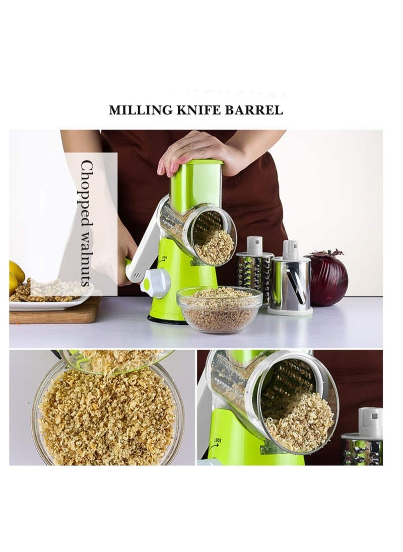 ELTRAZONE - Manual Rotary Cheese Grater, 3in1 Shredder Slicer Grinder for Cucumber Nut Potato Carrot Cheese, Vegetable Salad Shooter,Teal - Image 1