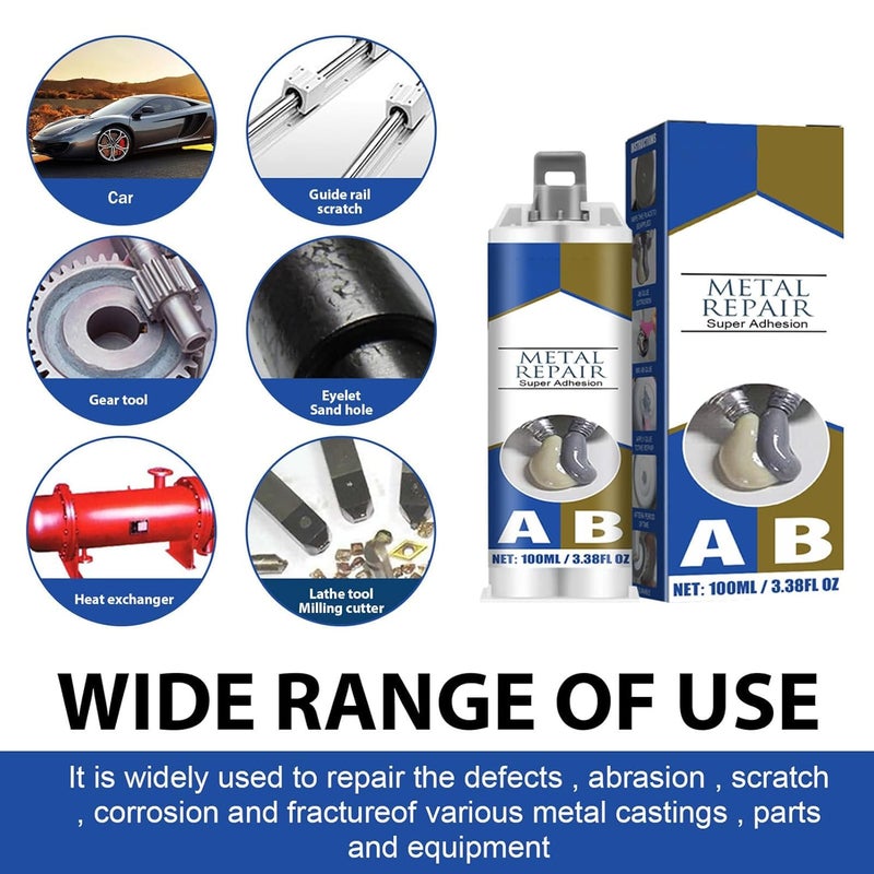 إكسفور غراء المعادن، لاصق معادن عالي التحمل، غراء إصلاح المعادن السحري، غراء فائق للمعادن، إصلاح المعادن باللحام البارد، إصلاح وربط المعادن، السيراميك، الزجاج، أنواع مختلفة من البلاستيك، القوارب، السيارات، 100 غرام - Image 3