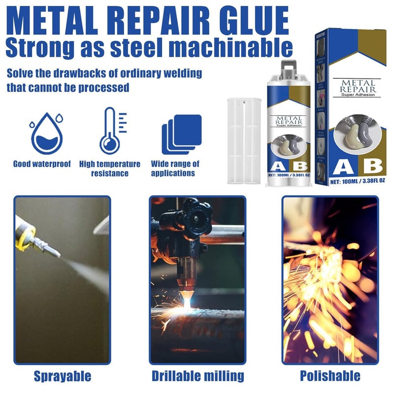 إكسفور غراء المعادن، لاصق معادن عالي التحمل، غراء إصلاح المعادن السحري، غراء فائق للمعادن، إصلاح المعادن باللحام البارد، إصلاح وربط المعادن، السيراميك، الزجاج، أنواع مختلفة من البلاستيك، القوارب، السيارات، 100 غرام - Image 5