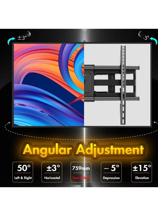 Aztech Extra Long Arm Sliding TV Wall Mount with 42inch Extension, Dual Arm Full Motion Heavy Duty TV Mount for 50-120 inch Screens up to 150kg Max Load, Max VESA 900x600mm, 16" 18" 24" stud - Image 4