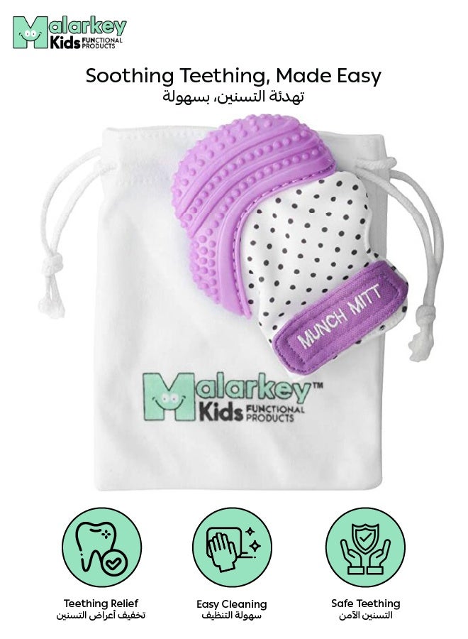 Malarkey Kids Munch Mitt Teething Mitt | Soft Silicone Baby Teething Glove | Adjustable Strap | Machine Washable | 3M+ | Product Dimensions: L 8 x B 2 x H 10.5 cm - Image 3