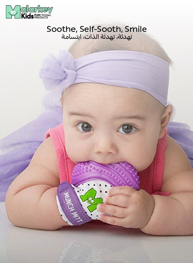 Malarkey Kids Munch Mitt Teething Mitt | Soft Silicone Baby Teething Glove | Adjustable Strap | Machine Washable | 3M+ | Product Dimensions: L 8 x B 2 x H 10.5 cm - Image 2