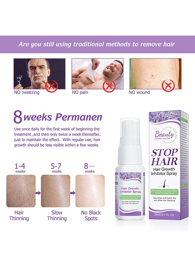 Elaimei Hair Growth Inhibitor Spray -  Stop Hair Growth Body Face Hand Foot Underarm Moisturizing Antioxidant Reducing to Stop Hair Growth 20ml - Image 5