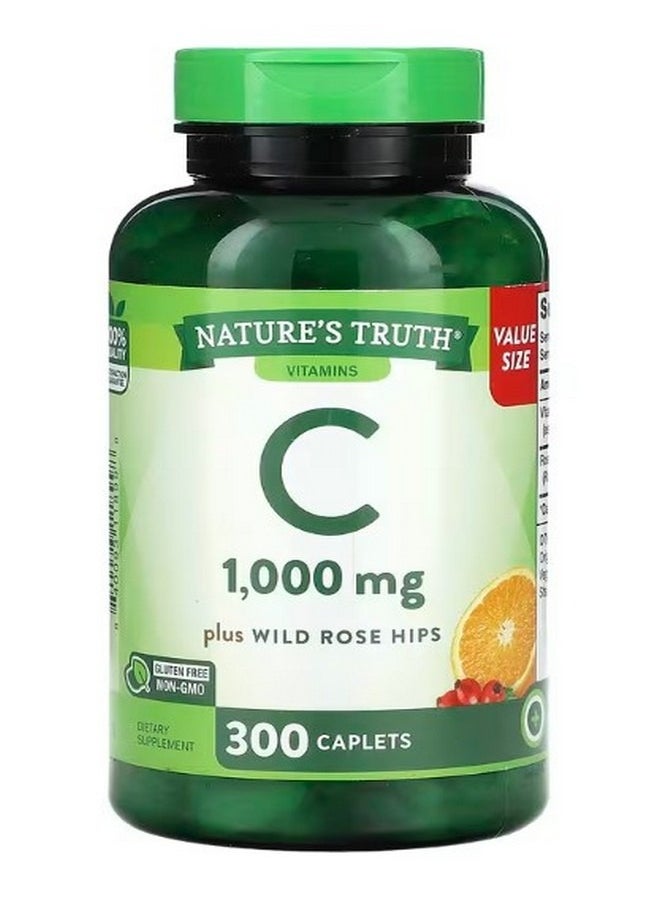 Nature's Truth Vitamin C Plus Wild Rose Rose Hips 1000 mg 300 Caplets  - Image 1
