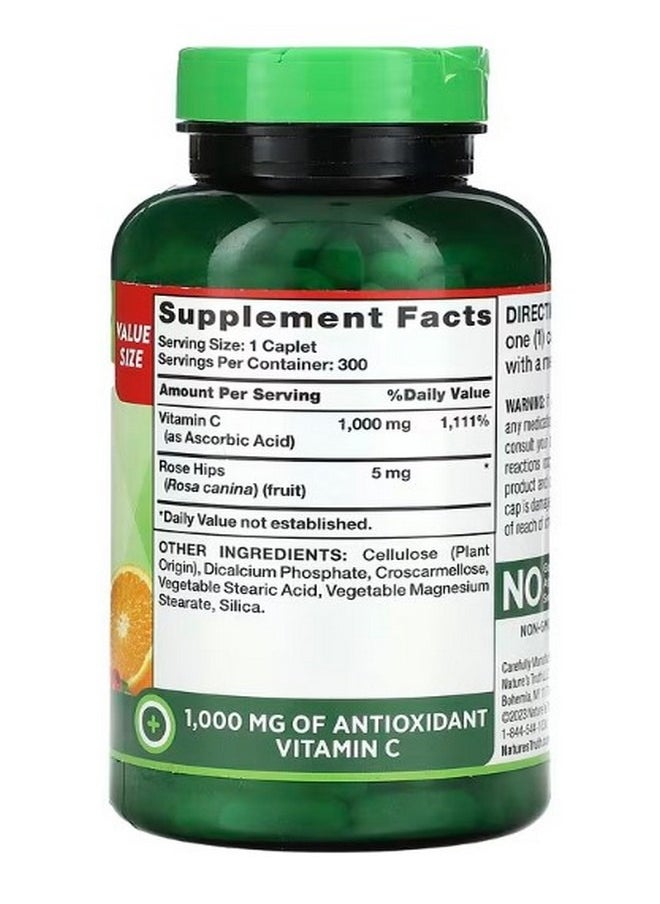 Nature's Truth Vitamin C Plus Wild Rose Rose Hips 1000 mg 300 Caplets  - Image 2