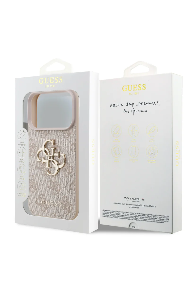 GUESS PU Leather Case with Big 4G & Classic Logo for iPhone 17 Pro Max / Easy Snap-On / Sustainable Packaging / Comfortable Grip / Drop Protection / Slim Profile & Lightweight Design - Pink