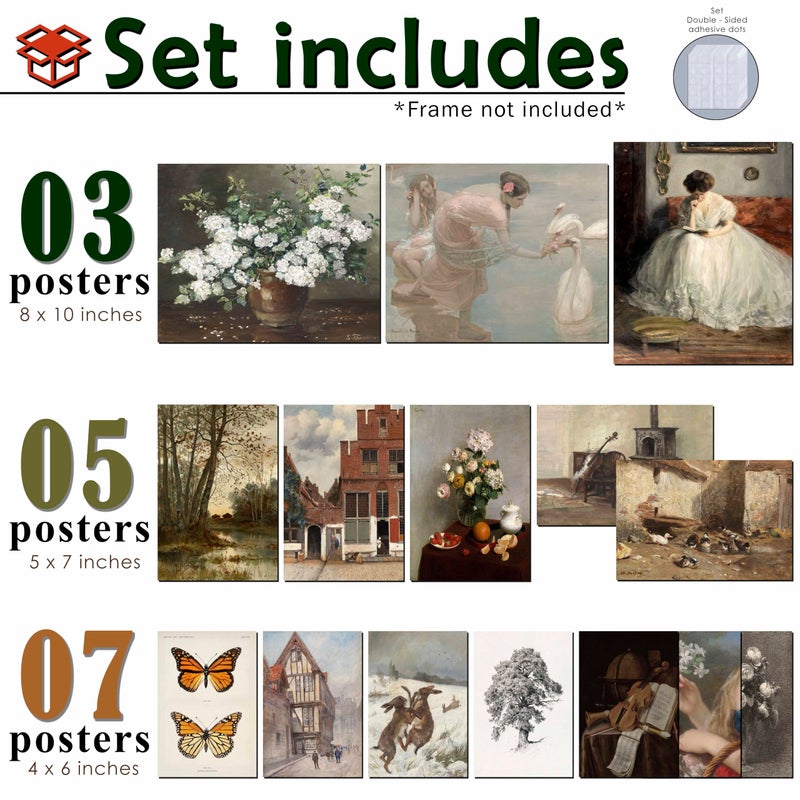 LANCHI95 15PCS Vintage European Gallery Wall Art Set, Classic French Country Painting Prints, Rustic Antique Home Decor, Moody Floral & Landscape Wall Art for Living Room Bedroom (UNFRAMED) Vintage 16 - Image 2