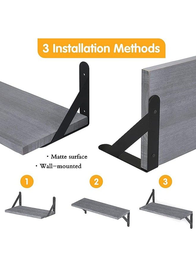 Floating Shelves, Set of 4, Gray Wood Wall Mounted Shelf for Living Room, Bathroom, Bedroom and Plants  - Image 3