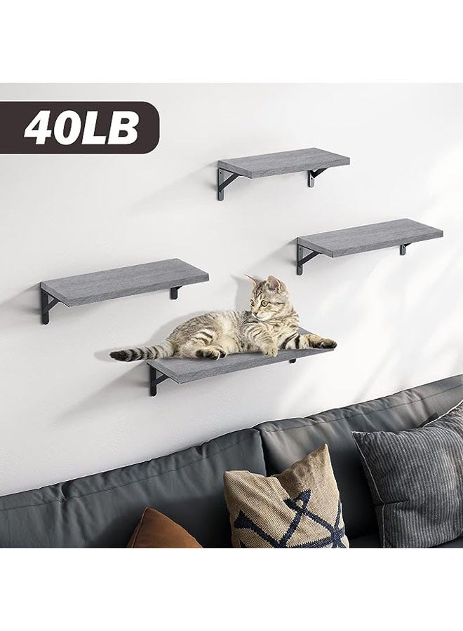 Floating Shelves, Set of 4, Gray Wood Wall Mounted Shelf for Living Room, Bathroom, Bedroom and Plants  - Image 4