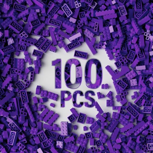 YUJHITP 100 Piece Purple Classic Building Blocks 12 Size Bricks Bulk Compatible With Lego Parts and Pieces - Image 1