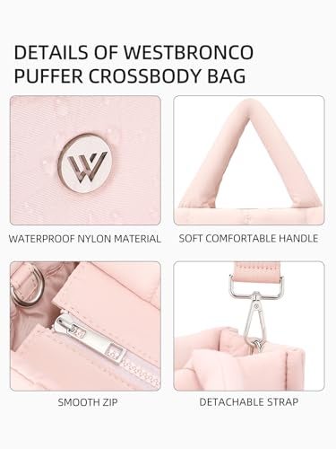 WESTBRONCO Puffer Crossbody Bags for Women, Quilted Purses, Lightweight Shoulder Bag Puffy Bag Nylon Handbags for Travel - Image 4
