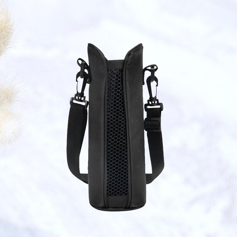 2pcs Thicken Oxford Bottle Cover Adjustable Strap Cup Cover Handheld Tumbler Carrier Thermal Insulation Mug Sleeve for Office Travel Camping (Black) - Image 2