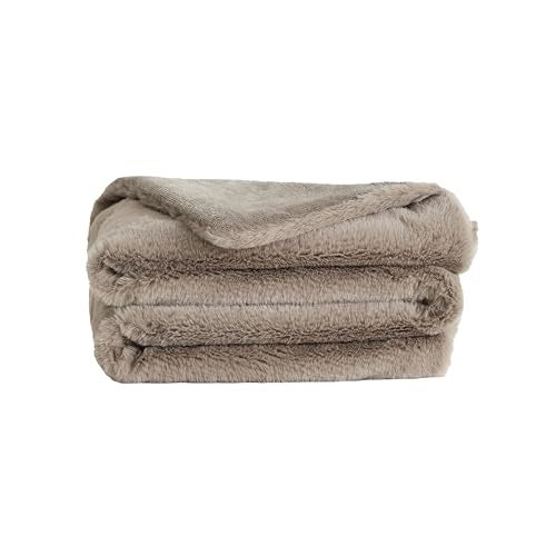 UnHide Lil’ Marsh Faux Fur Blanket - Lightweight, Soft Throw Blanket - Machine Washable - Ideal for Bed, Couch, or Reading Chair- X-Small (34" x 44") Taupe Ducky - Image 1
