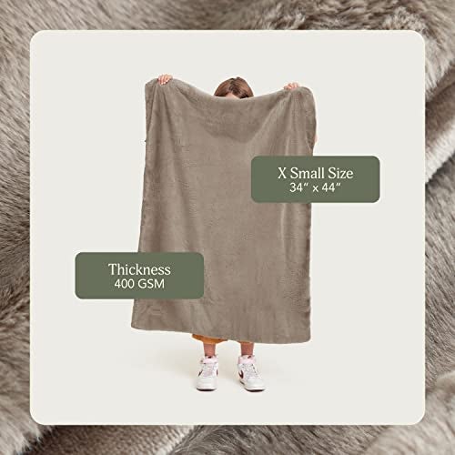 UnHide Lil’ Marsh Faux Fur Blanket - Lightweight, Soft Throw Blanket - Machine Washable - Ideal for Bed, Couch, or Reading Chair- X-Small (34" x 44") Taupe Ducky - Image 2