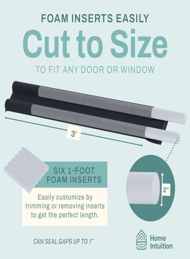 هوم إنتويشون مانع تسرب الهواء أسفل الباب، مقاس 24-36 بوصة، شريط مانع لتسرب الهواء، قابل للتعديل، أسود - Image 3