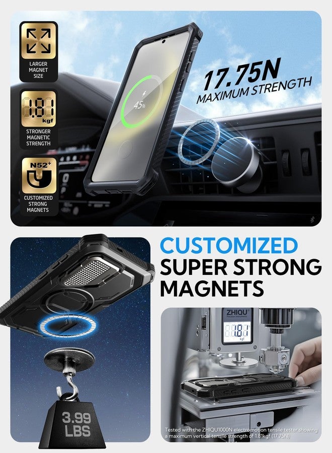 آي-بلاسون جراب i-Blason لهاتف سامسونج جالاكسي S25 مع غطاء للكاميرا وحامل [متوافق مع MagSafe] [واقي شاشة مدمج] جراب مغناطيسي متين لحماية كاملة للجسم بمعايير عسكرية لهاتف S25 بشاشة 6.2 بوصة، أسود - Image 5