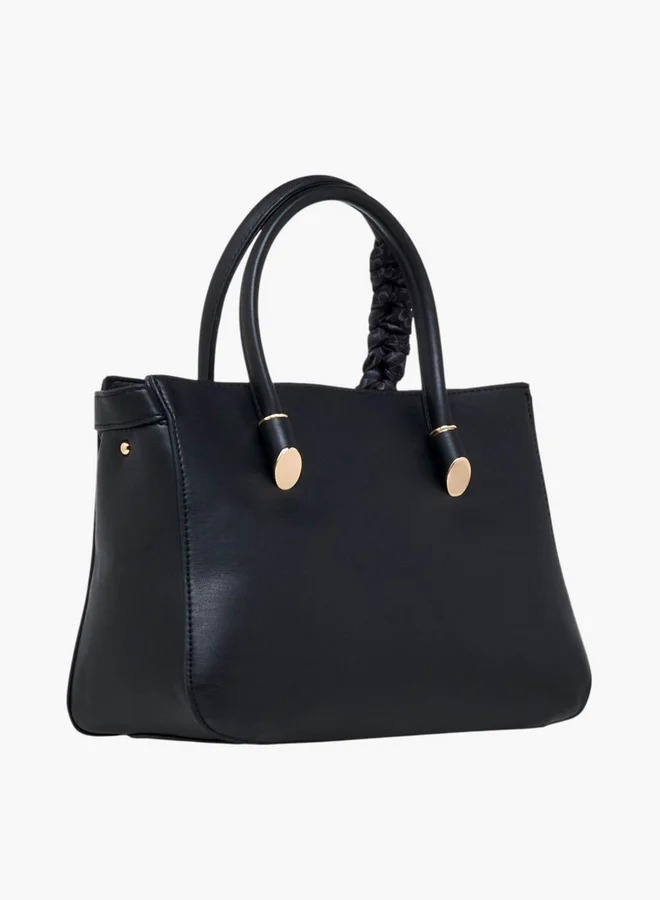 Flora Bella By Shoexpress Scarf Accent Tote Bag with Detachable Strap and Zip Closure