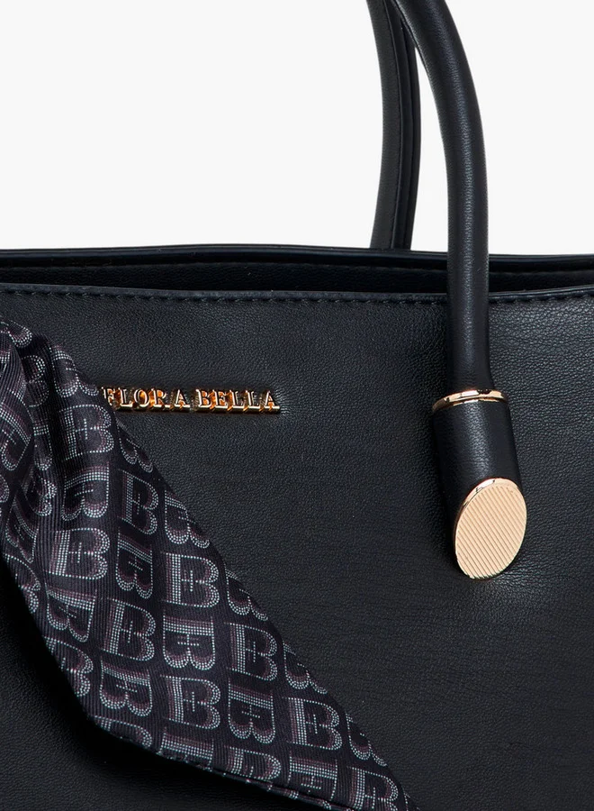 Flora Bella By Shoexpress Scarf Accent Tote Bag with Detachable Strap and Zip Closure
