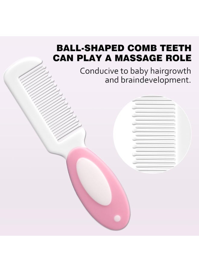 3PCS Baby Hair Brush, Baby Hair Comb, Baby Hair Brush and Comb Set for Newborns & Toddlers, Baby Brush Soft Bristles, Ideal for Cradle Cap, Perfect Baby Registry Gift (Pink) - Image 5