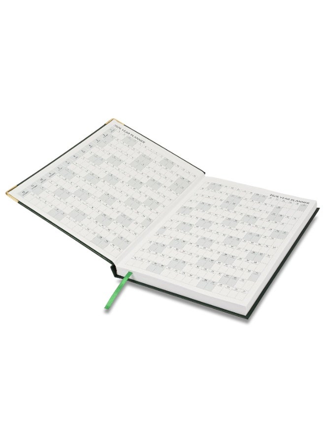 FIS 2026 Diary, A4 Size Diary(210x297mm), Hard Cover Vinyl Materials, 1 Side Padded Cover, Golden Corners, English, 60gsm White Paper, Green Color-FSDI42E26GR - Image 3