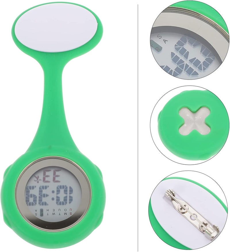 كلاراكو ساعة ممرضة معلقة من كلاركو، ساعة بمشبك، ساعة ياقة، ساعة جيب من السيليكون، ساعة ممرضة مع عقرب ثواني، ساعة ممرضة قابلة للفصل، ساعة طبيب (أخضر) - Image 5