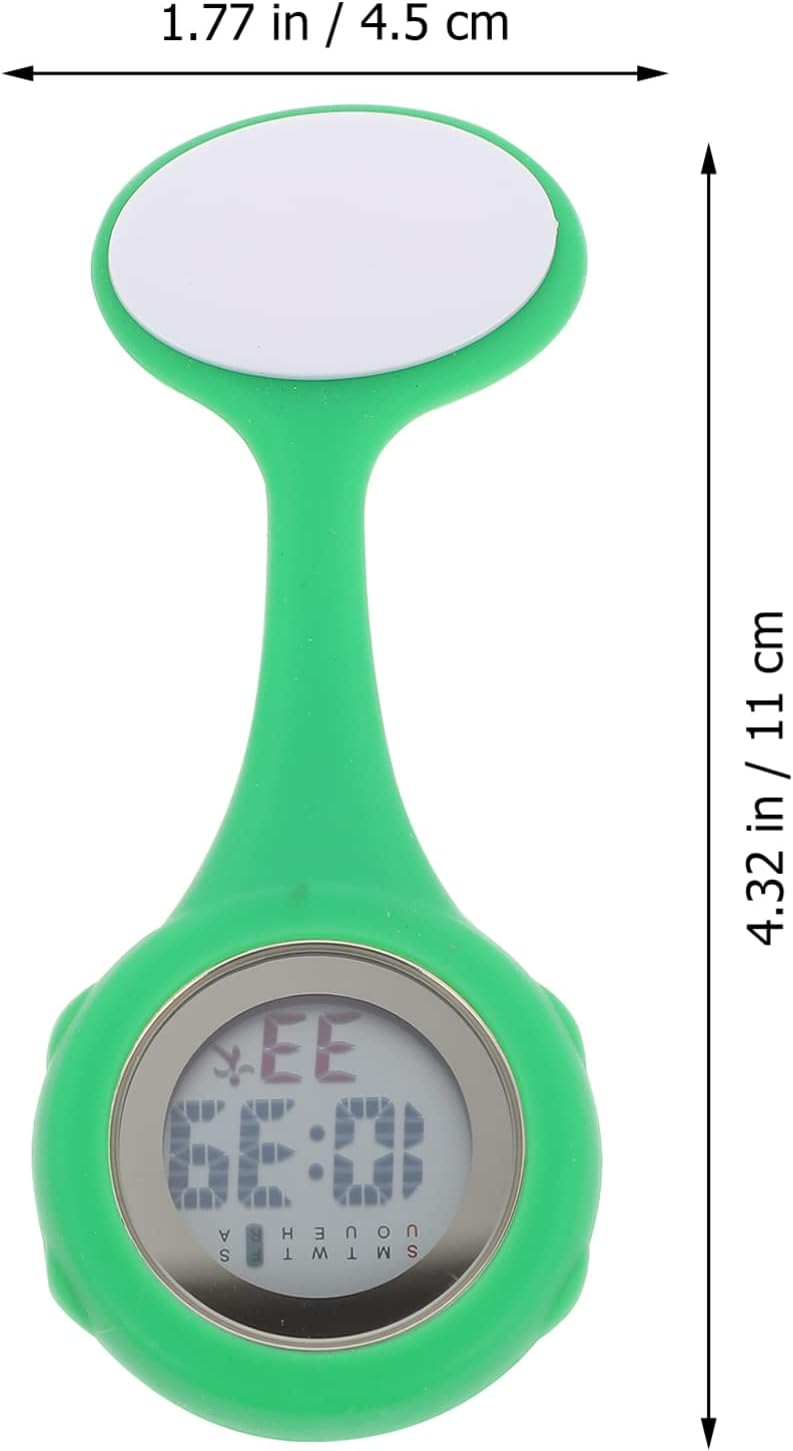 كلاراكو ساعة ممرضة معلقة من كلاركو، ساعة بمشبك، ساعة ياقة، ساعة جيب من السيليكون، ساعة ممرضة مع عقرب ثواني، ساعة ممرضة قابلة للفصل، ساعة طبيب (أخضر) - Image 2