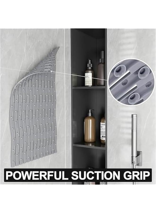 هوكور سجادة حوض استحمام مانعة للانزلاق مع أكواب شفط وفتحات تصريف 27.5 × 15.7 بوصة سجادة حمام للحوض والاستحمام، سجادة حوض استحمام قابلة للغسل في الغسالة للحمام (رمادي) - Image 5