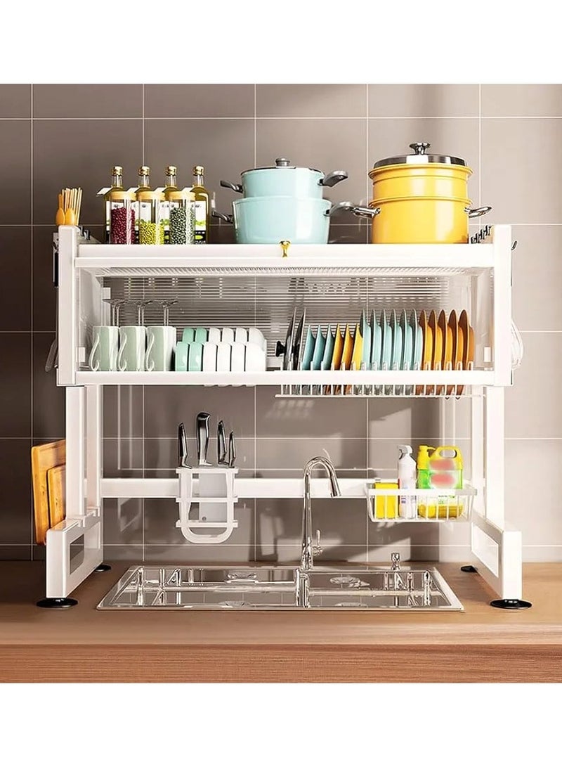DubaiGallery Dish Cupboard Rack Over Sink Drainer with Lid Dry Storage Kitchen Organizer Rack Stainless Steel Cupboard Rack Kitchen Organizer - Image 3