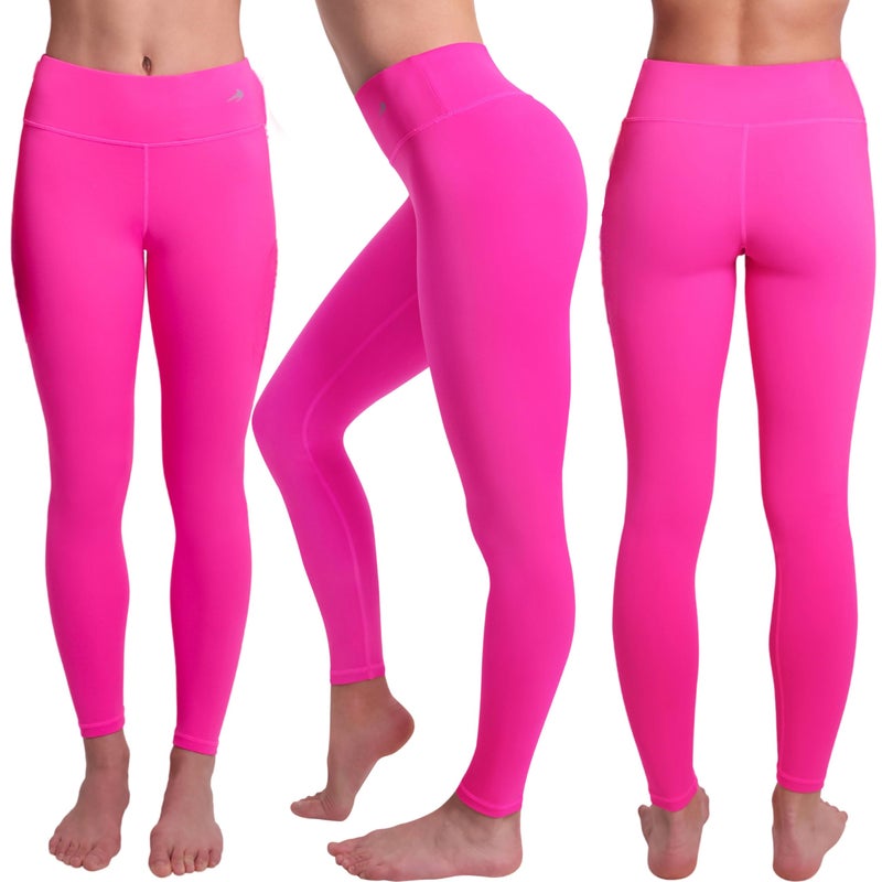 CompressionZ Women's Compression Leggings High Waisted Performance Shaping Gym, Pilates, Travel, Yoga, Workout Pants Pink X-Large - Image 2