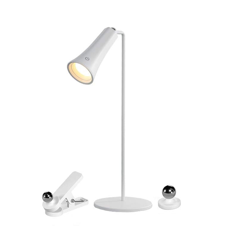 ONTRIP ONTRIP Magnetic Suction Lamp 4in1 Flexi 360 Portable Desk Lamp Multi Usage Study lamp Detachable Head Use as Torch Flashlight Clip it Anywhere Rechargeable Table lampWhite - Image 1