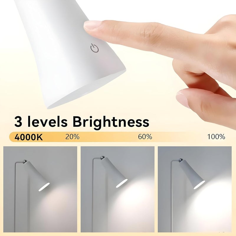 ONTRIP ONTRIP Magnetic Suction Lamp 4in1 Flexi 360 Portable Desk Lamp Multi Usage Study lamp Detachable Head Use as Torch Flashlight Clip it Anywhere Rechargeable Table lampWhite - Image 3