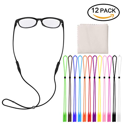 Hifot Adjustable Eyeglasses Strap Eyewear Retainer 12 Pack with Glasses Cleaning Cloth,Silicone Sunglasses Holder Strap,Eyeglasses Retainer - Image 2