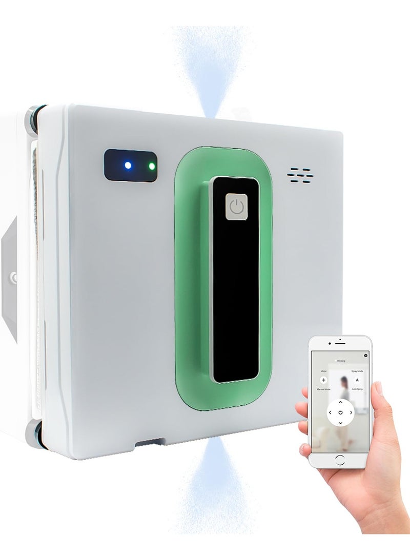 شو وو روبوت تنظيف النوافذ مع نظام نفاثة مياه أوتوماتيكية مزدوجة الاتجاه رفيعة للغاية لتنظيف الزجاج، روبوت ذكي لتنظيف النوافذ والبلاط والأبواب الداخلية - Image 1